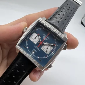 Relógio Tag Heuer Monaco em aço com pulseira de couro para revenda no atacado